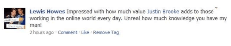 Lewis Howes testimonial about Justin Brooke