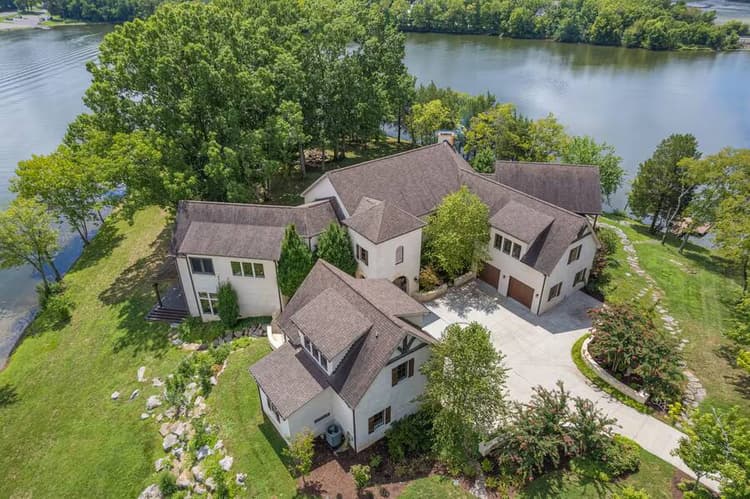 Aerial view of the lakefront estate