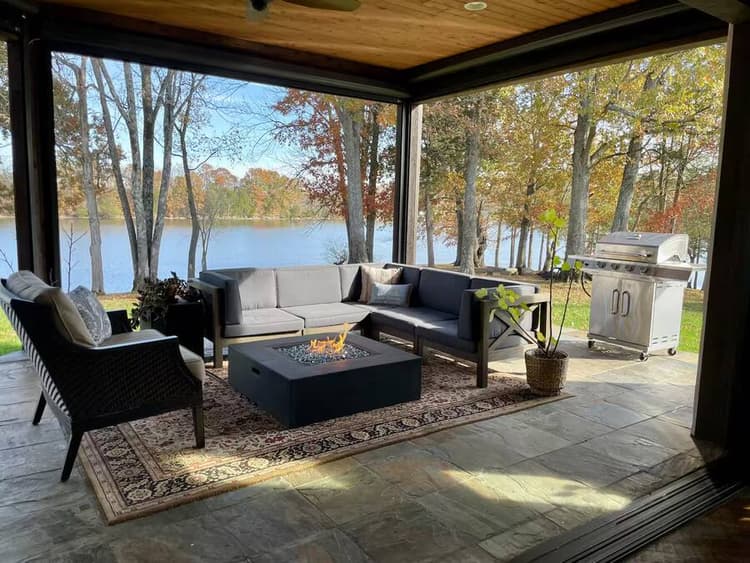 Covered patio overlooking the lake